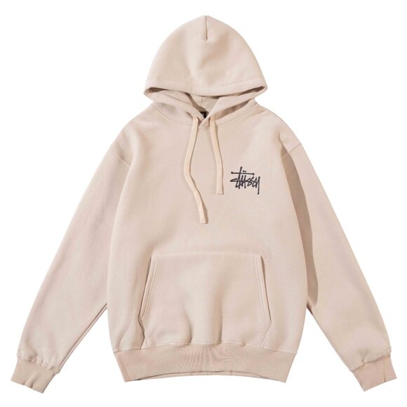 Men's Stussy Cream Printed Hooded Drawstring Sweatshirt Size: M - Picture 6 of 12